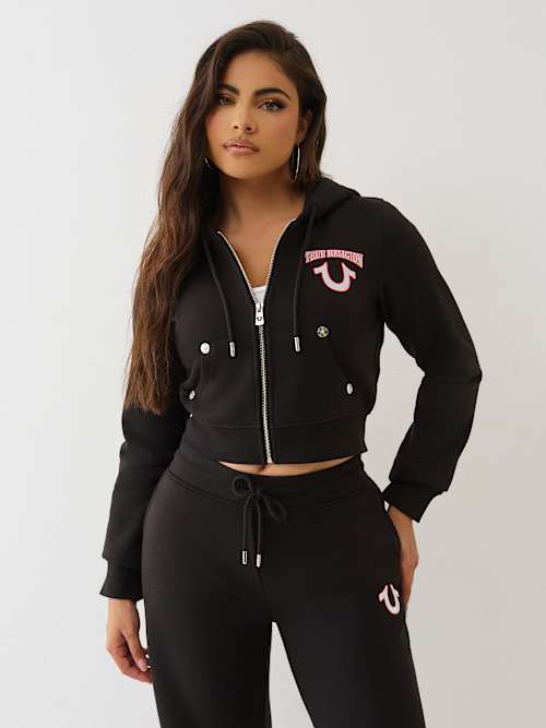 EMBROIDERED SHRUNKEN ZIP HOODIE
