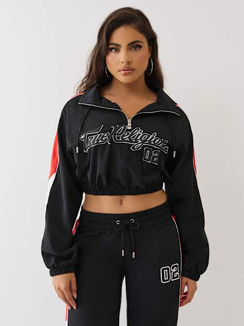 PUFF PRINT NYLON HALF-ZIP JACKET