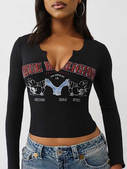 BUDDHA V NOTCH RIBBED LONG SLEEVE TEE