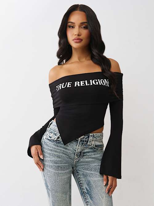 ASYMMETRIC OFF THE SHOULDER TOP