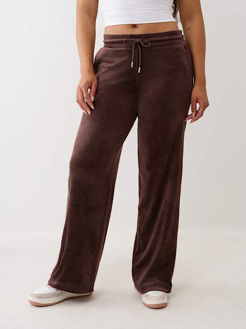 PANTALONES DEPORTIVOS DE TERCIOPELO CON HERRADURA DE CRISTALES