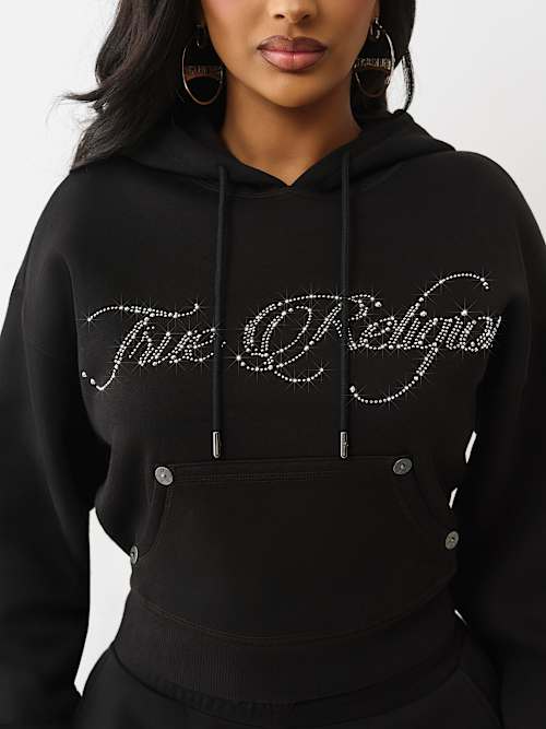 CRYSTAL CROWN RELAXED CROPPED HOODIE 