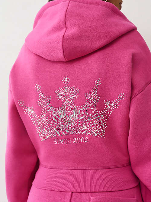 CRYSTAL CROWN RELAXED CROPPED HOODIE 