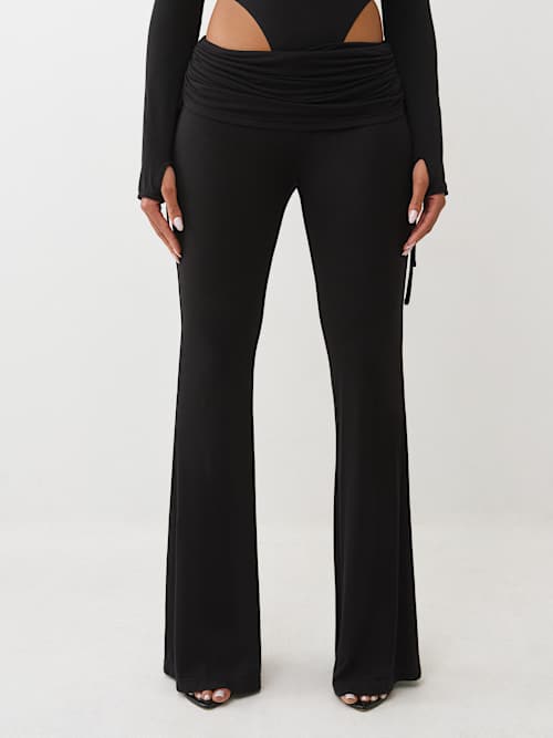 ASYMMETRICAL RUCHED FOLDOVER PANT