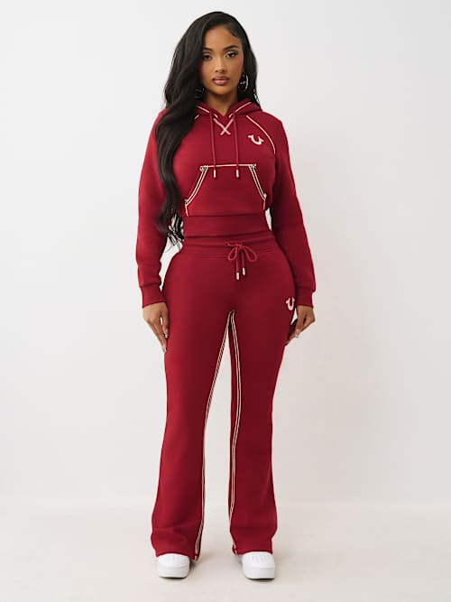 ROPE STITCH MID RISE BOOTCUT SWEATPANT