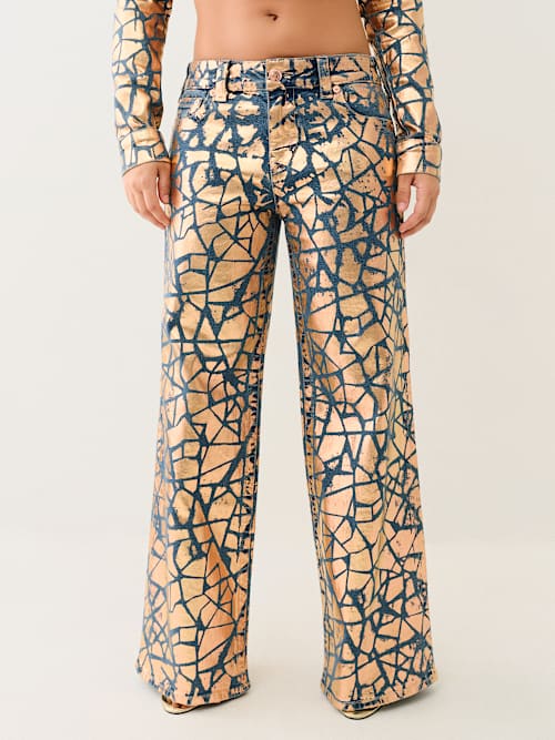 Джинсы True Religion Bobbi мешковатые с эффектом потрескавшейся фольги