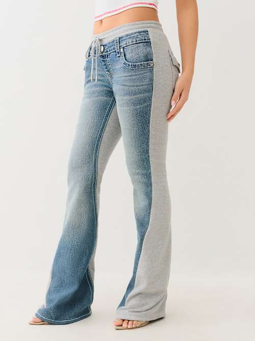 JOEY FLEECE MID RISE BIG T FLARE PANT