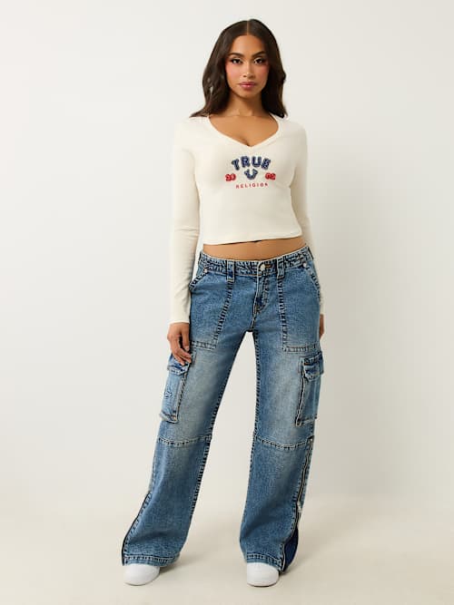 LONG SLEEVE LOGO APPLIQUE BABY TEE