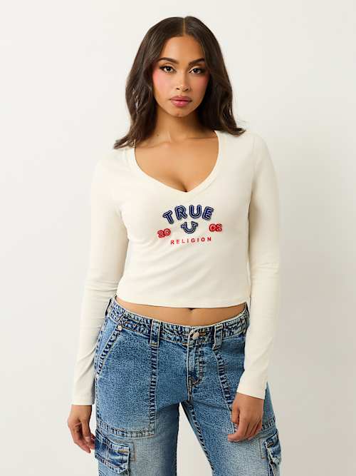 LONG SLEEVE LOGO APPLIQUE BABY TEE