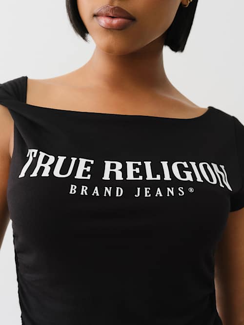 RUCHED ASYMMETRICAL TOP