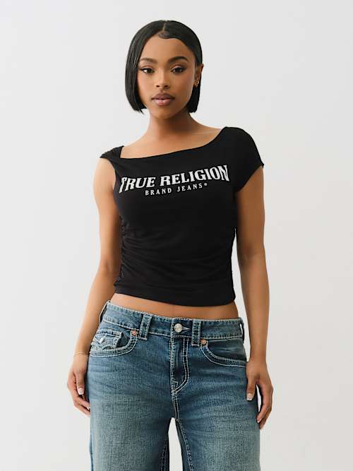 RUCHED ASYMMETRICAL TOP