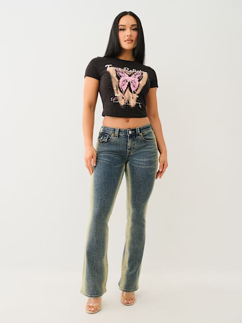 BECCA MID RISE FADED BOOTCUT JEAN