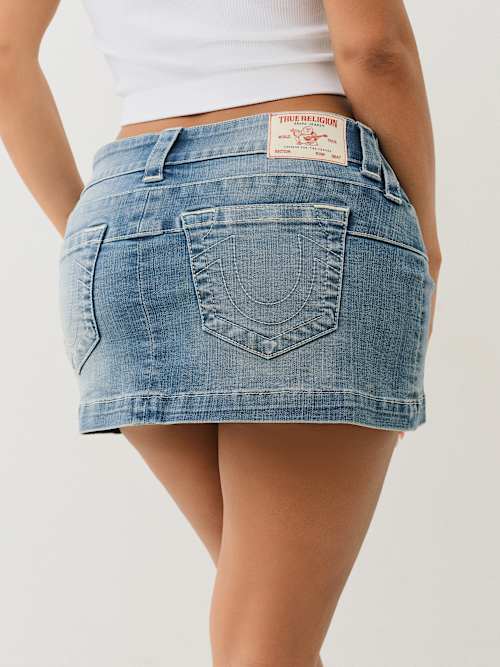 LOW RISE DENIM WRAP MINI SKIRT