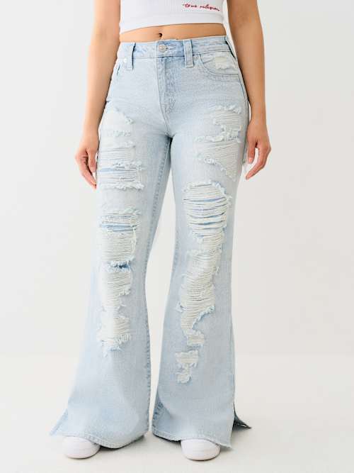 ДЖИНСЫ СВОБОДНОГО КРОЯ С ЭФФЕКТОМ ПОТЕРТОСТИ