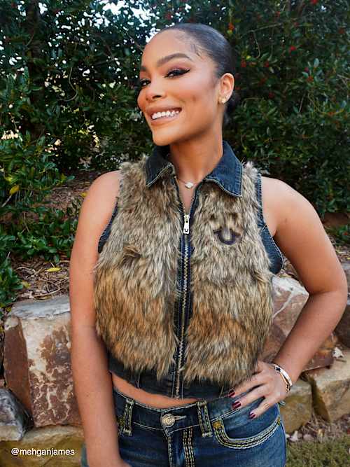 ДЖИНСОВЫЙ ЖИЛЕТ С МЕХОМ