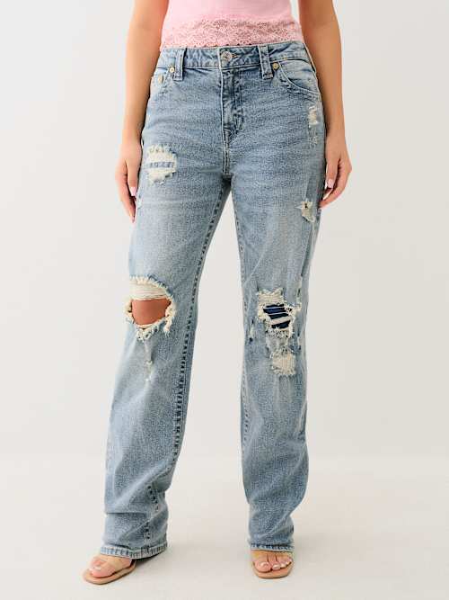 SARA HIGH RISE DISTRESSED STRAIGHT JEAN