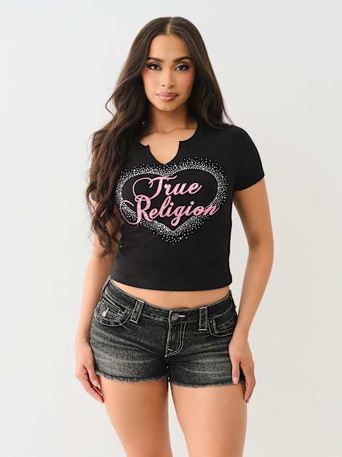 CRYSTAL HEART NOTCH BABY TEE