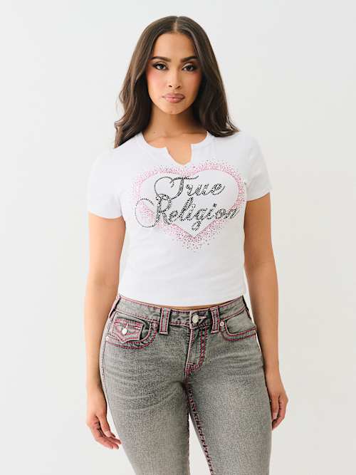 CRYSTAL HEART NOTCH BABY TEE