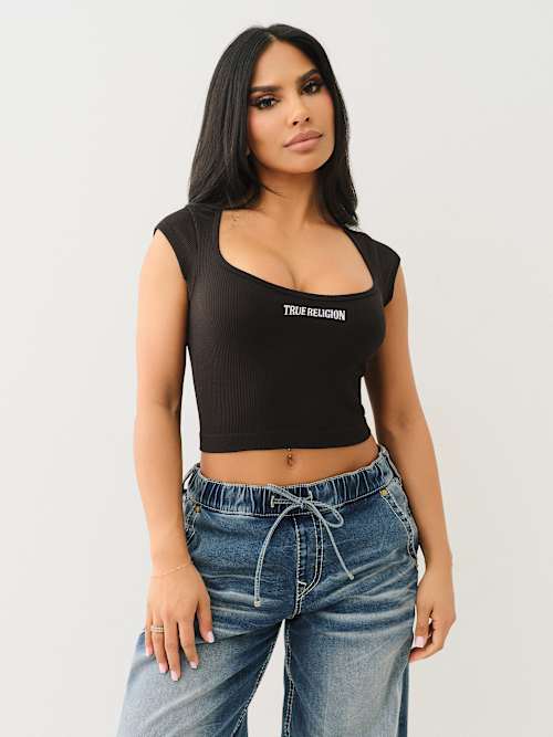 SEAMLESS SQUARE NECK CROP TOP