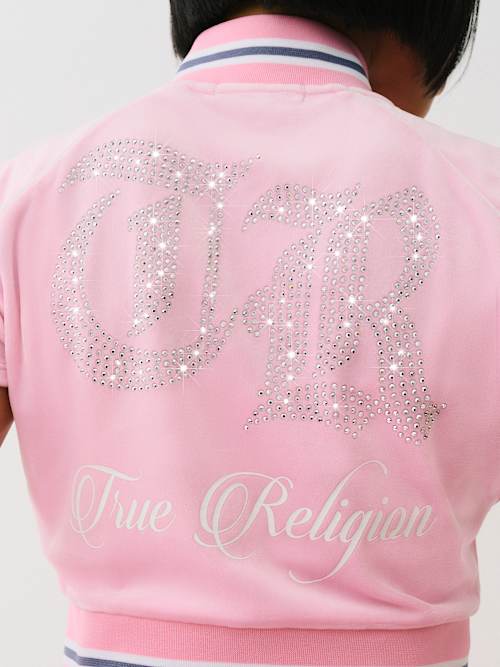 CRYSTAL VELOUR SHORT SLEEVE TRACK JACKET