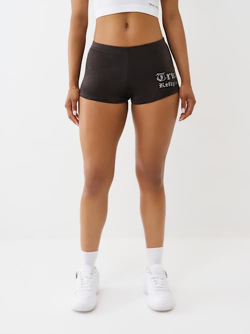 VELOUR CRYSTAL LOW RISE SPICY SHORTS