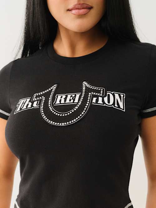 CRYSTAL HORSESHOE APPLIQUE BABY TEE