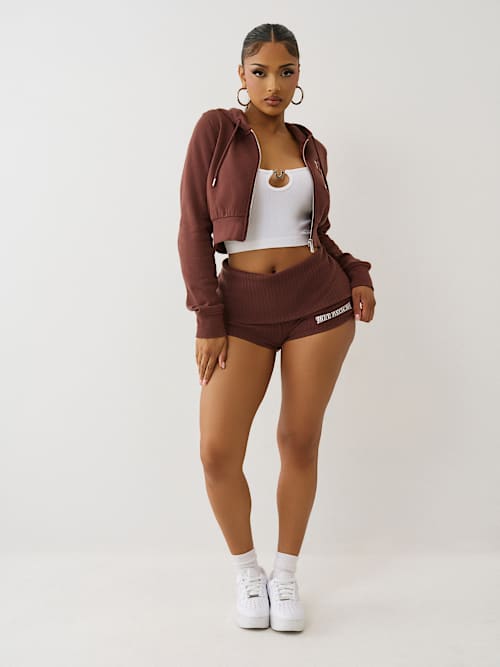 FOLDOVER RIBBED HOT SHORT