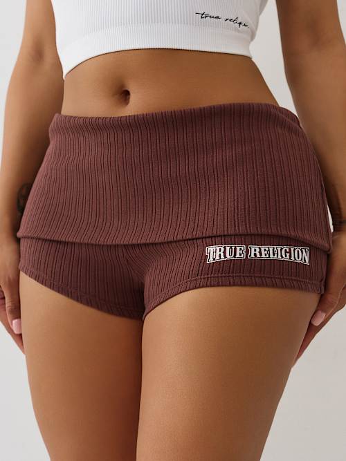 SHOP FOLDOVER RIBBED HOT SHORT