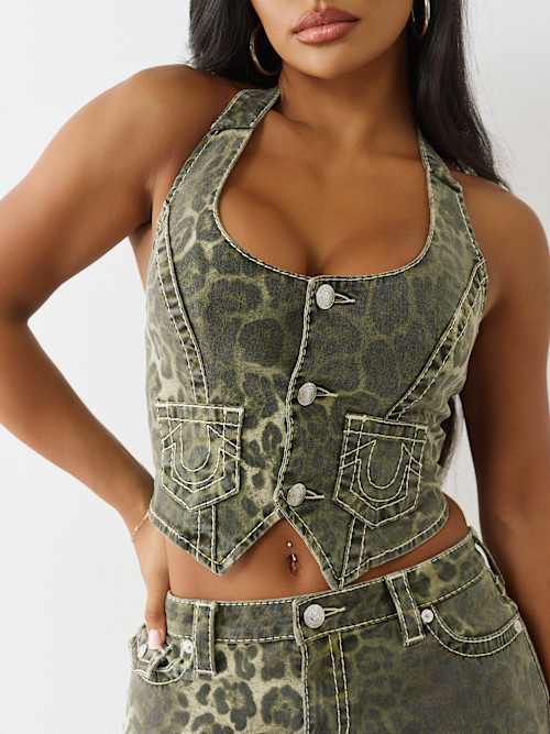 CAMO LEOPARD BIG T HALTER TOP