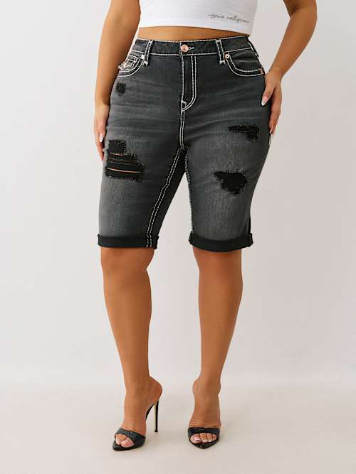 PLUS RILEY DISTRESSED SUPER T BERMUDA SHORT