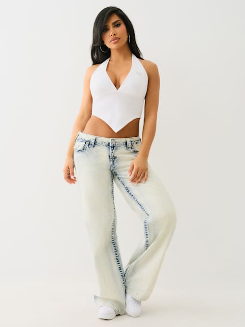 CRYSTAL PLUNGE HALTER TOP