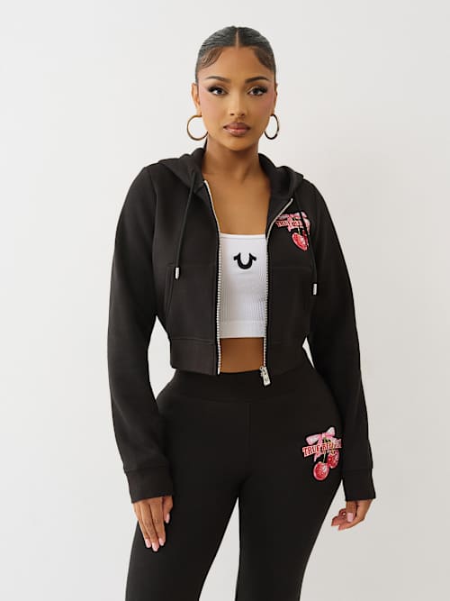 CHERRY SHRUNKEN ZIP HOODIE
