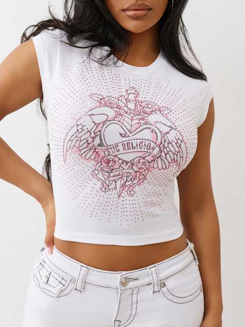 CRYSTAL WINGED HEART GRAPHIC BABY TEE