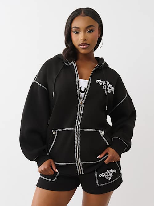 WINGED HEART APPLIQUE BOYFRIEND HOODIE