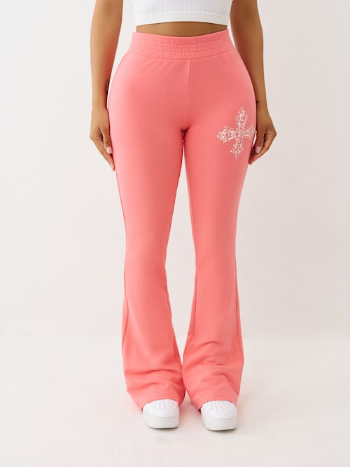 PANTALON DE JOGGING COUPE BOTTILLON EN RATINE AVEC CRISTAUX