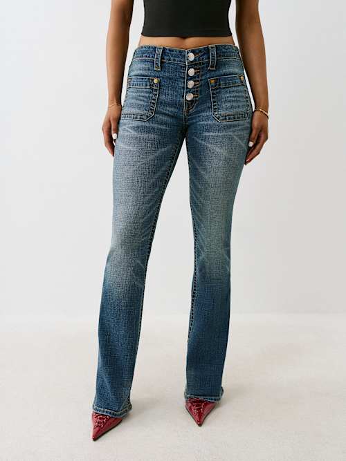 РАСКЛЕШЕННЫЕ ДЖИНСЫ С ПЕРЕДНИМ КАРМАНОМ BECCA FRONT