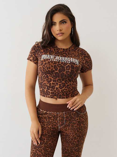 LEOPARD CRYSTAL LOGO BABY TEE