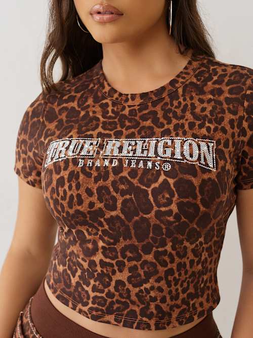 LEOPARD CRYSTAL LOGO BABY TEE