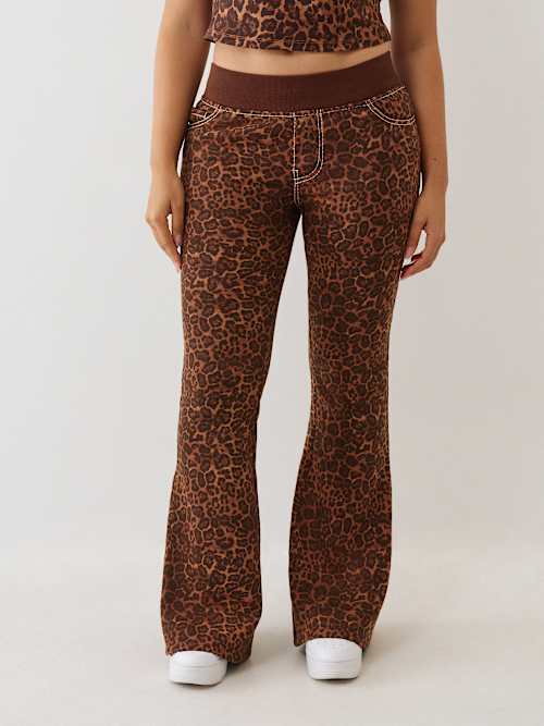 LEOPARD MID RISE BIG T FLARE SWEAT PANT
