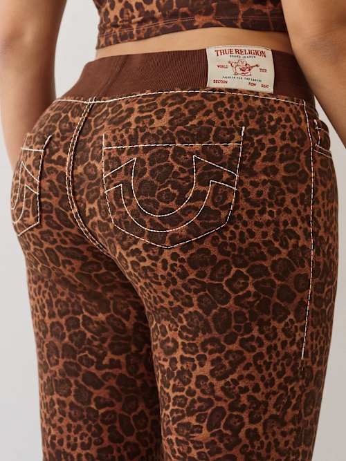 LEOPARD MID RISE BIG T FLARE SWEAT PANT