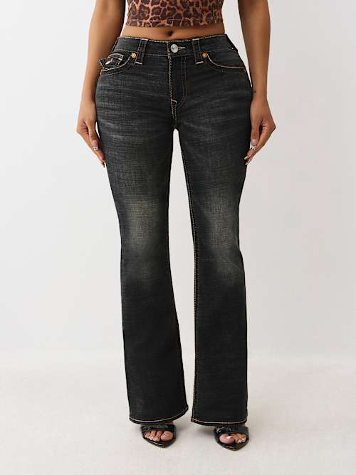 BECCA MID RISE BIG T BOOTCUT JEAN