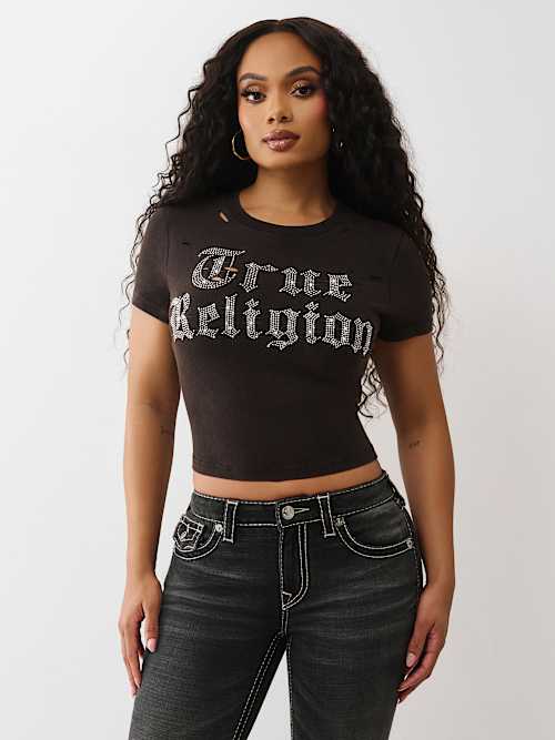 DISTRESSED CRYSTAL LOGO TEE