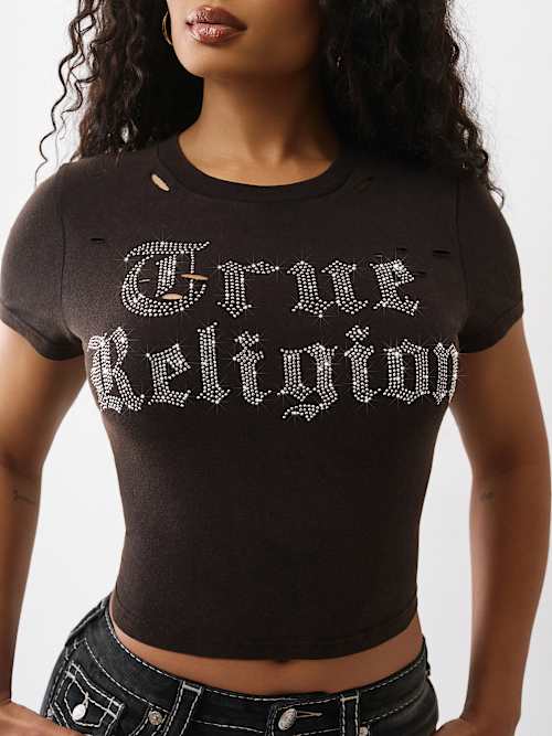 DISTRESSED CRYSTAL LOGO TEE