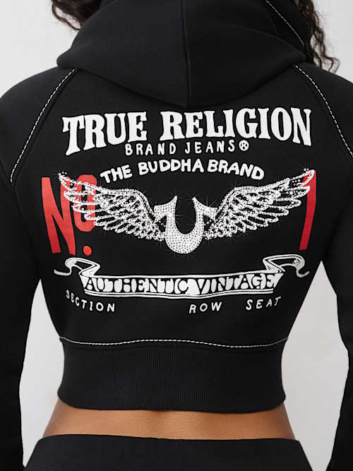SHRUNKEN  CRYSTAL WING ZIP HOODIE