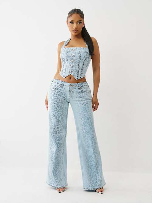 BOBBI FOILED LEOPARD LOW RISE BAGGY JEAN