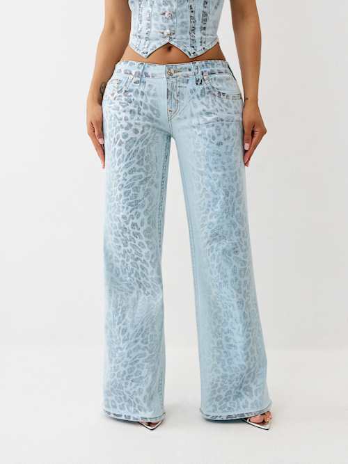 SHOP BOBBI FOILED LEOPARD LOW RISE BAGGY JEAN