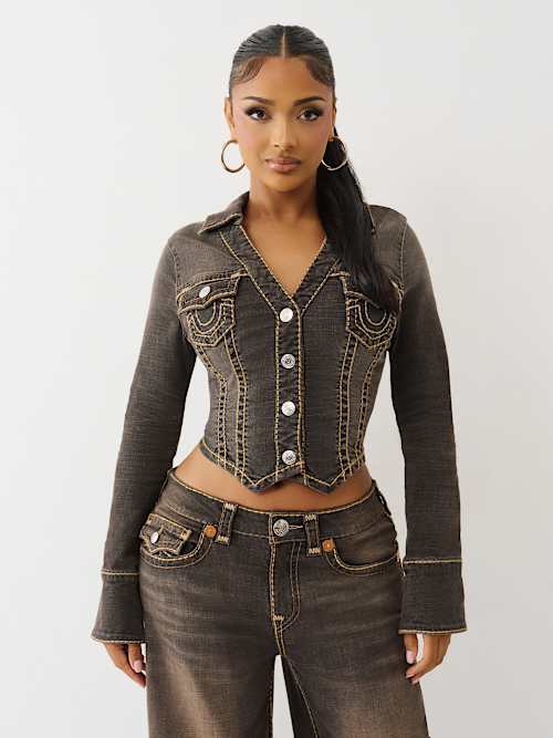 BROWN DENIM SUPER T DENIM SHIRT