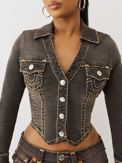 BROWN DENIM SUPER T DENIM SHIRT