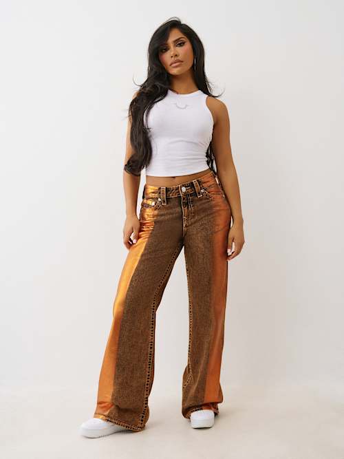 BOBBI ORANGE FOIL BAGGY JEAN