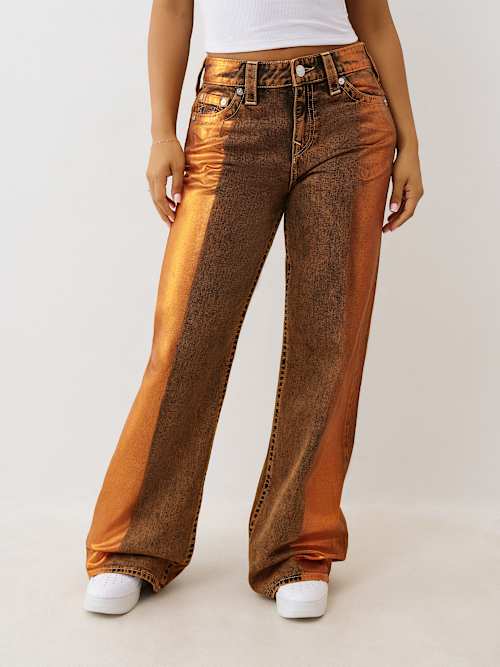 BOBBI ORANGE FOIL BAGGY JEAN